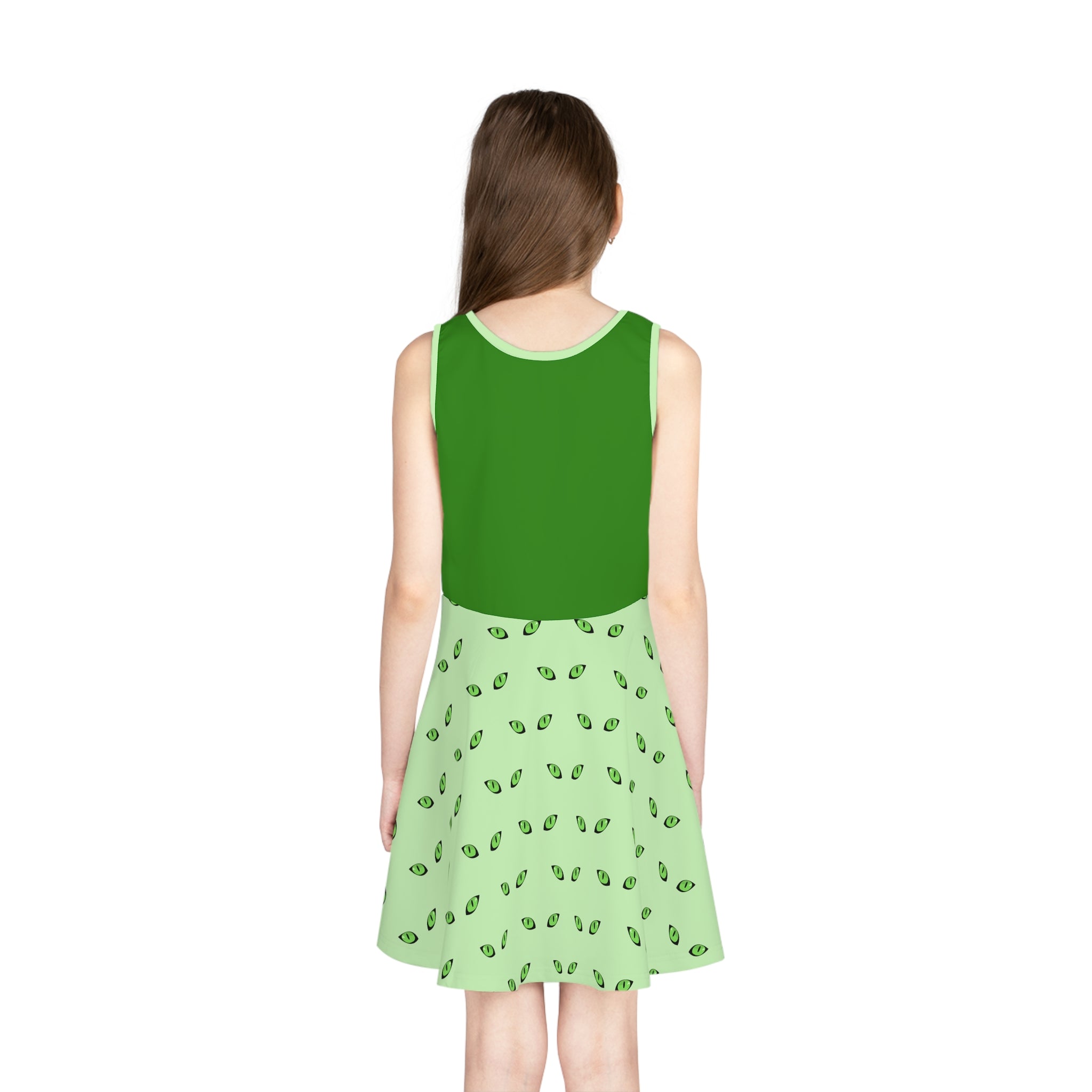 Cat Eyes Twirl Dress for Girls – Whimsical Sleeveless A-Line Summer Dress