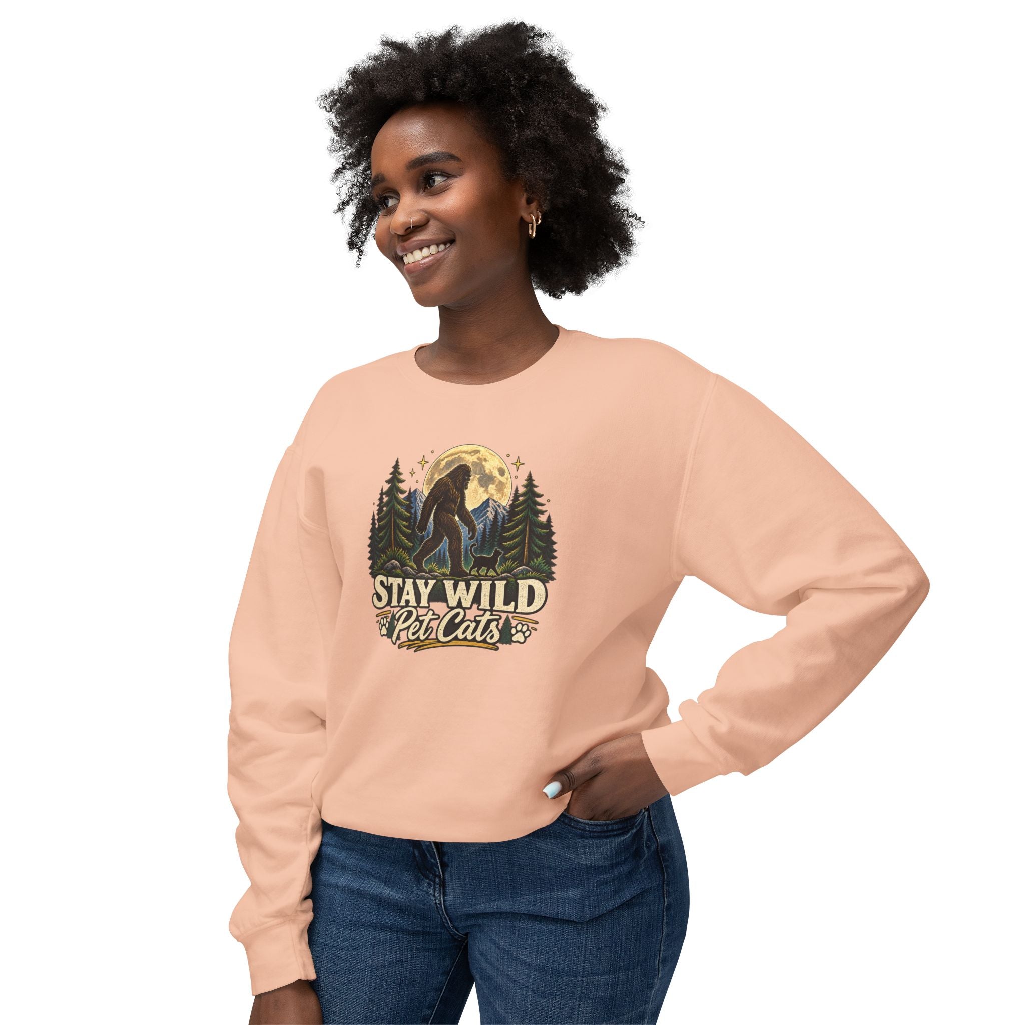 Stay Wild Pet Cats Sasquatch Crewneck Sweatshirt