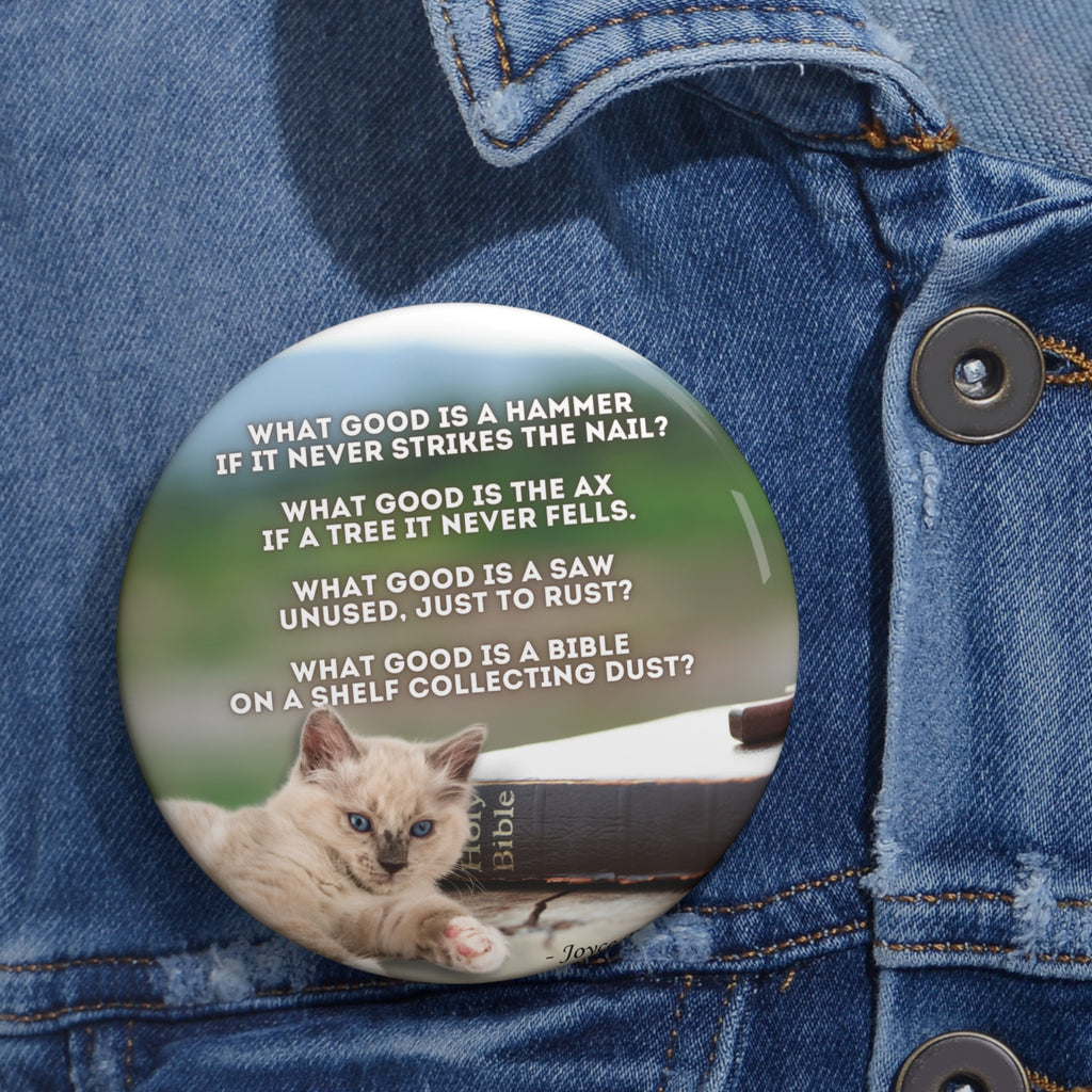 Photo depicting the ​Dusty Bible Pin Buttons from EpiAl's Shop.