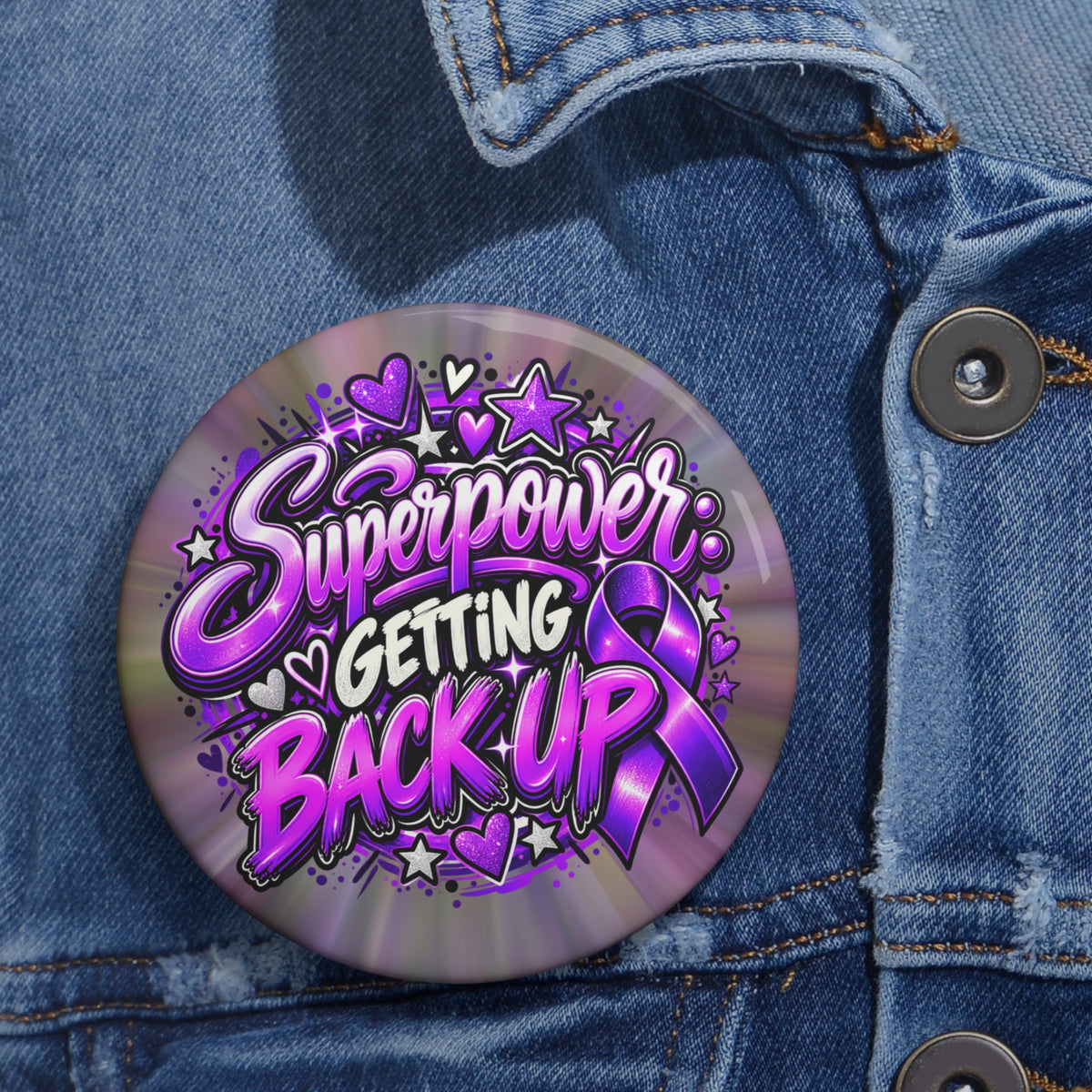 Superpower: Getting Back Up Epilepsy Awareness Pin Button