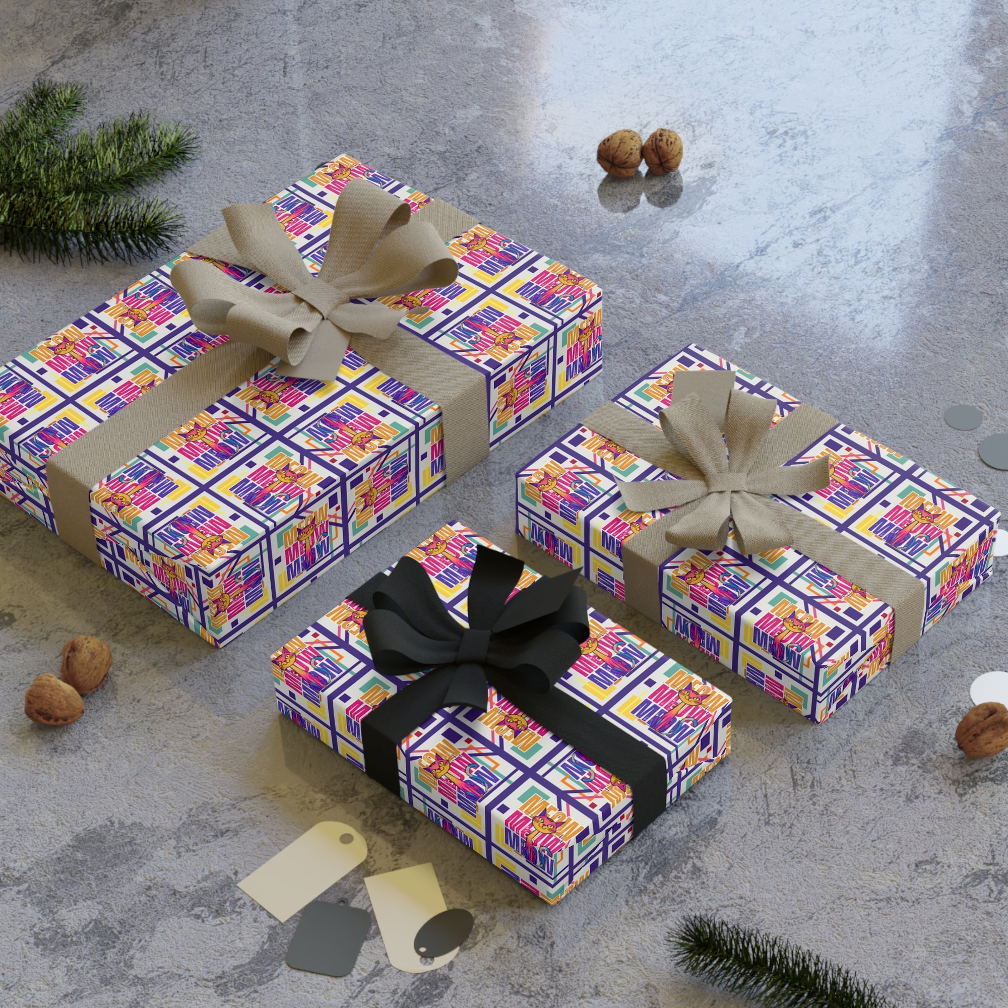 Vibrant Meow Meow Meow Gift Wrapping Paper Roll