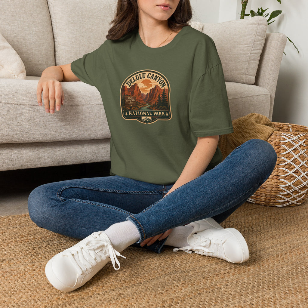 Delulu Canyon National Park Unisex T-Shirt | Funny Retro National Park Parody Tee