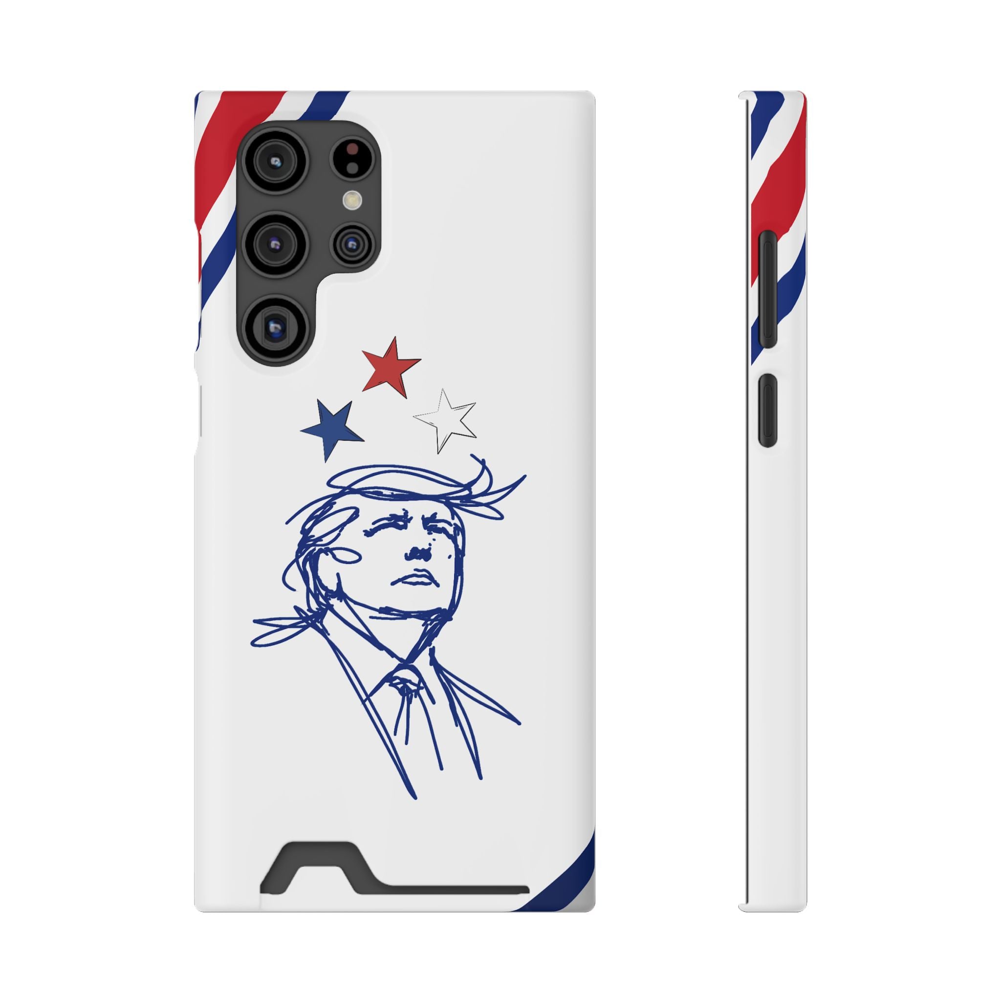 Swoop Guy Samsung Galaxy Case – Minimal Line Portrait Patriotic Design, Slim Protective Case with Card Slot