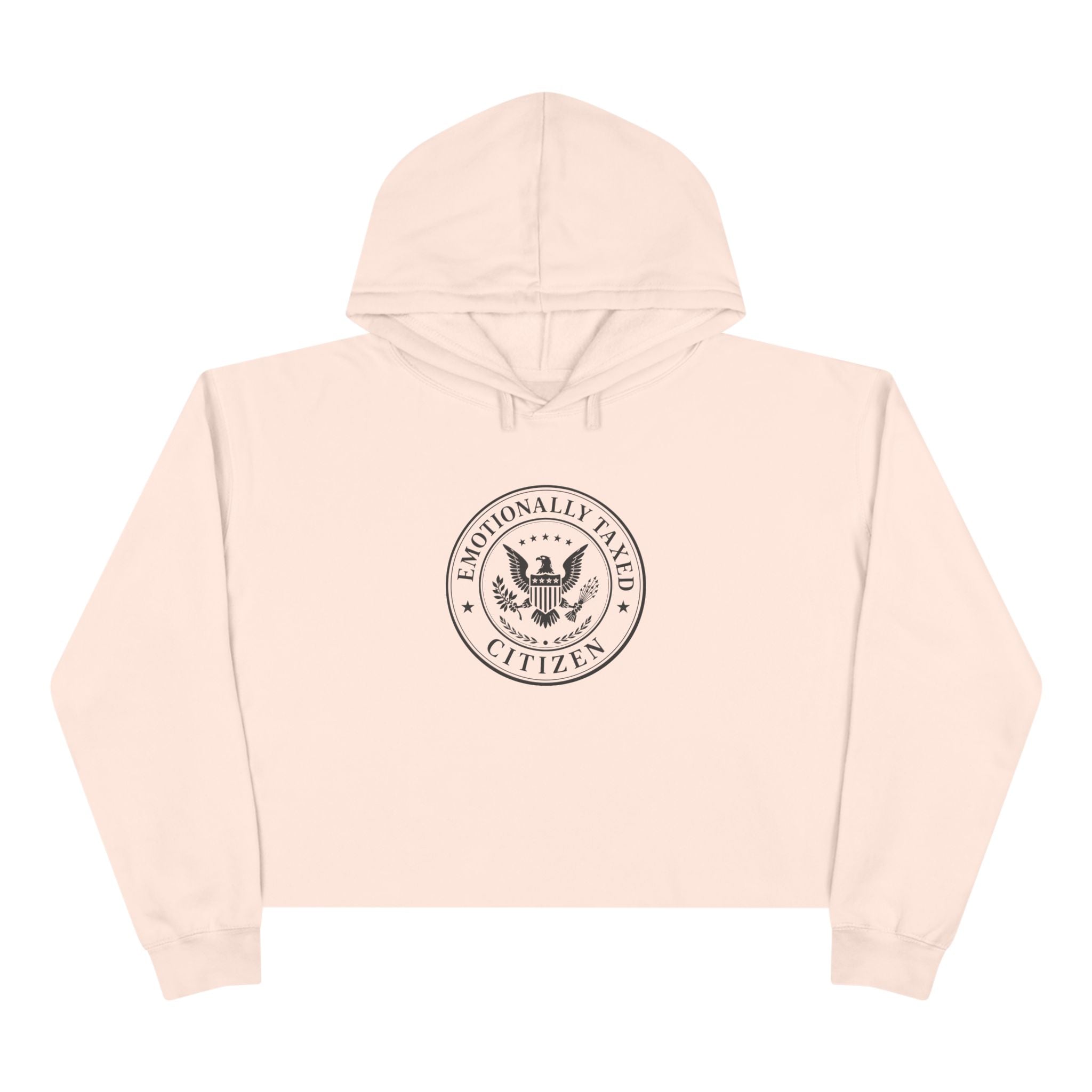 Emotionally Taxed Citizen Cropped Hoodie | Cozy Political Parody Fleece Hoodie