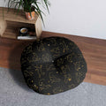 Gold Foil Line-Art Cats Tufted Floor Pillow – Black