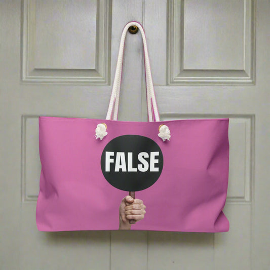 Bold Statement Weekender Bag - 'False' Design for Travel and Lifestyle Printify