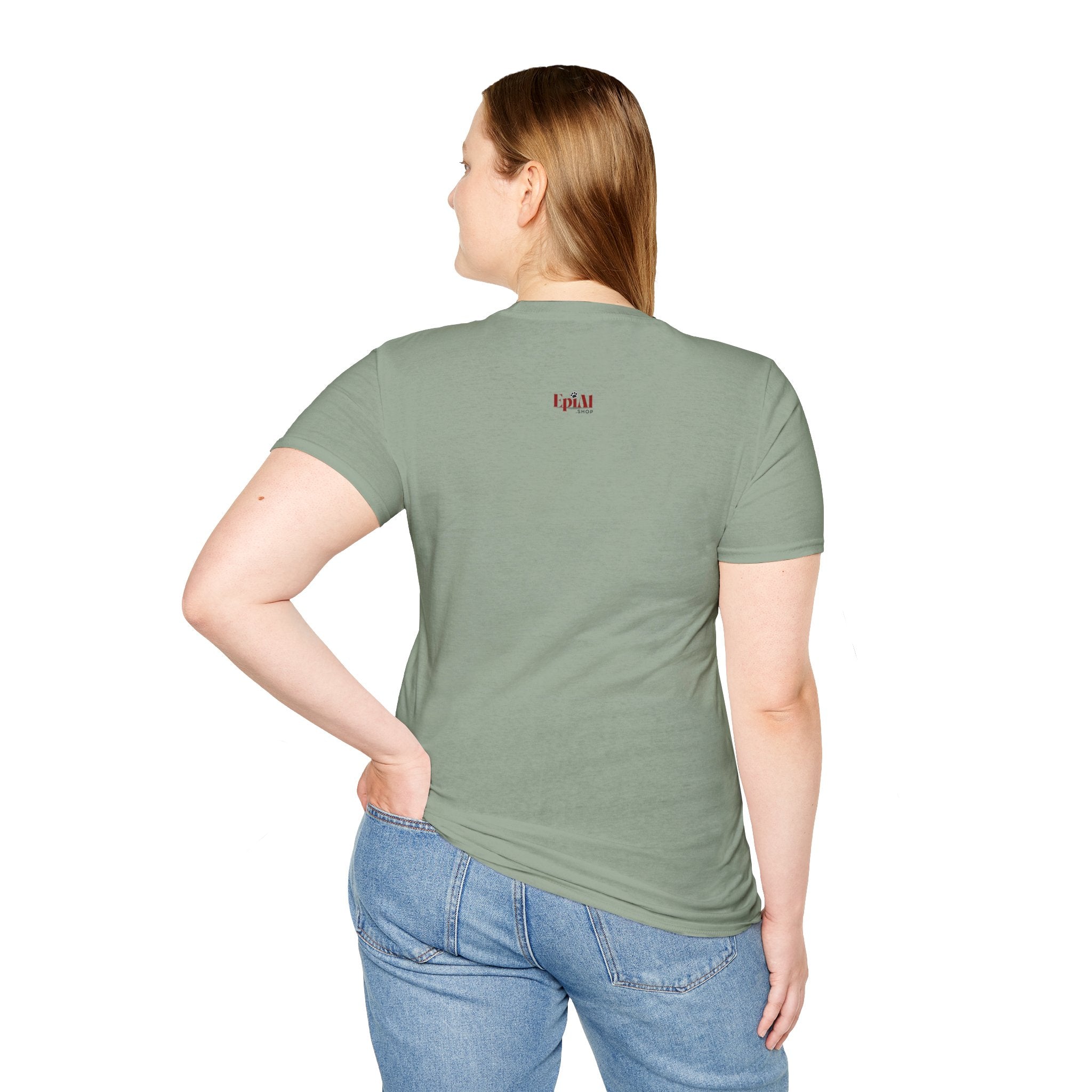 Photo depicting the ​Purrcussionist Unisex Softstyle T-Shirt from EpiAl's Shop.