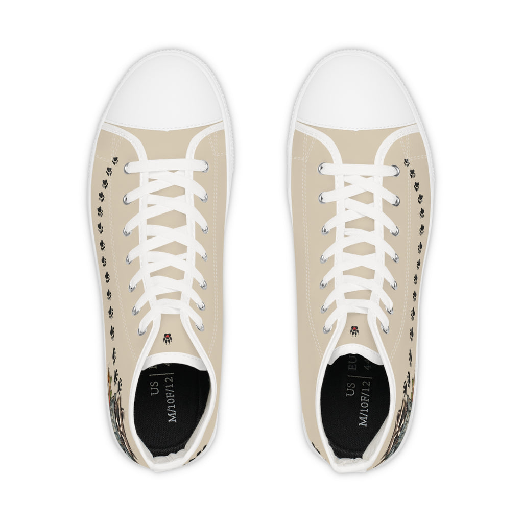 Jimothy Raccoon Paw Print Men's High-Top Canvas Sneakers