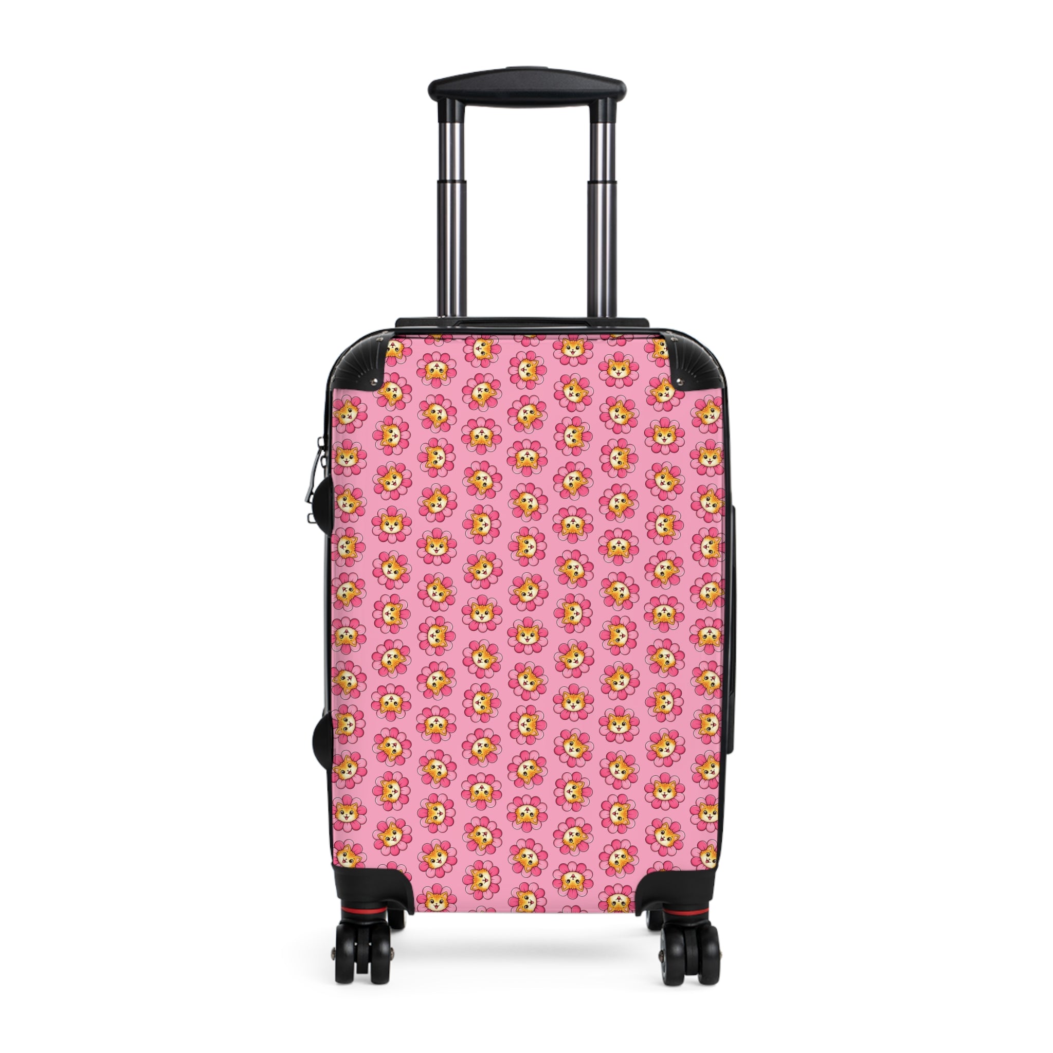 Pink Cat Flower Suitcase | Cute Chaos Travel Luggage