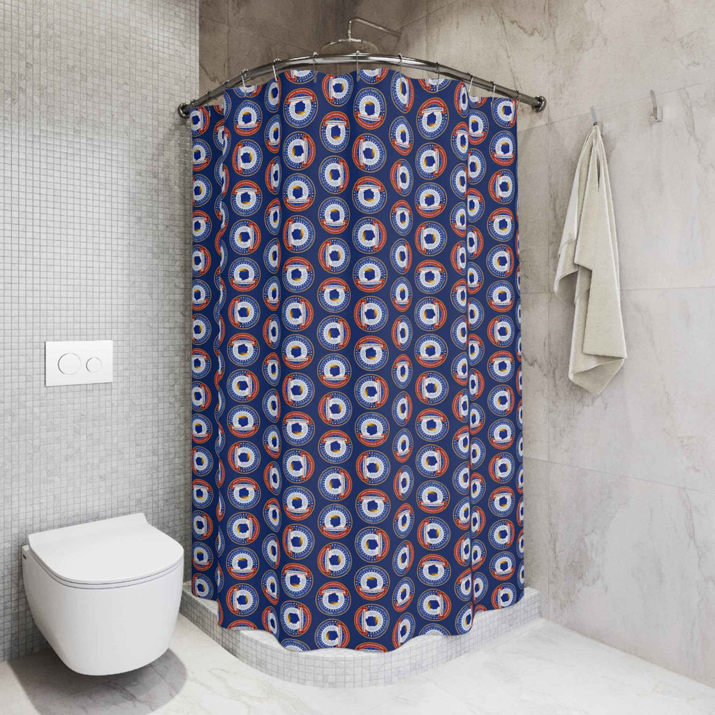 Executive Office of Shower Operations Curtain – Patriotic Faux Seal Shower Curtainn