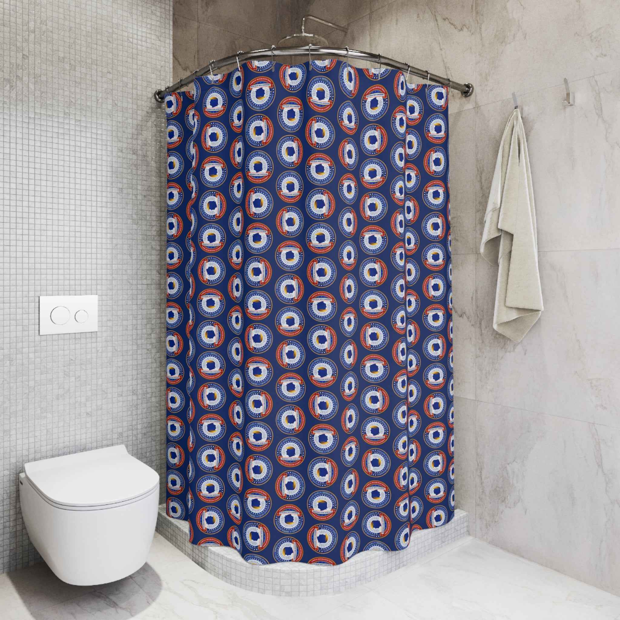 Executive Office of Shower Operations Curtain – Patriotic Faux Seal Shower Curtainn
