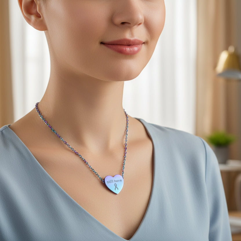 Still Here – Engraved Heart Awareness Necklace