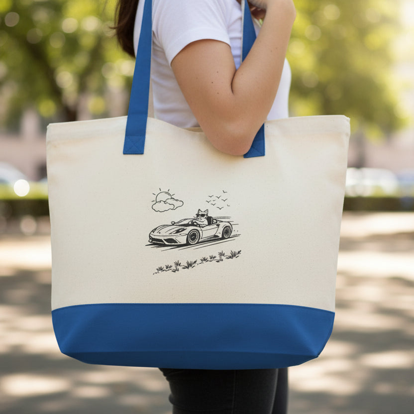 Wander Road Canvas Tote Bag – Heavyweight Zippered Cotton Market Tote