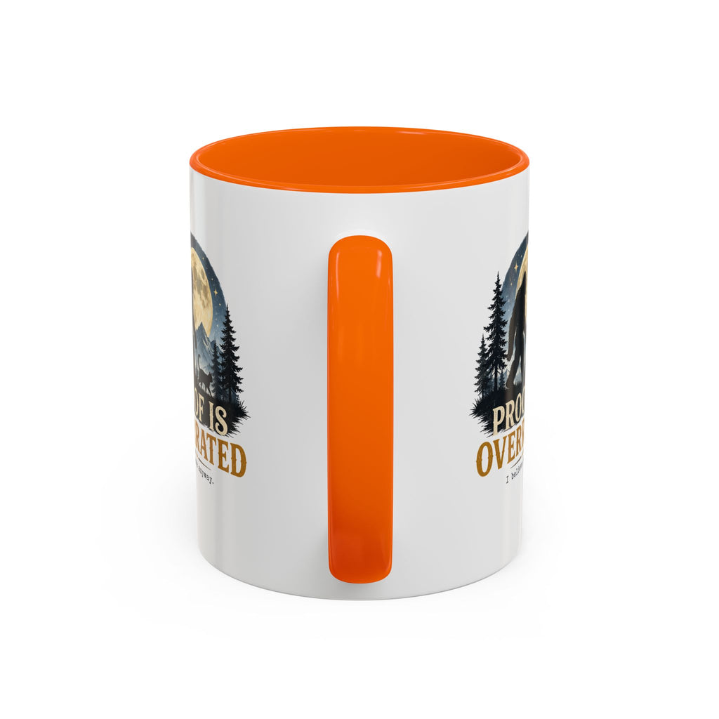 Proof Is Overrated Sasquatch & Black Cat Accent Mug