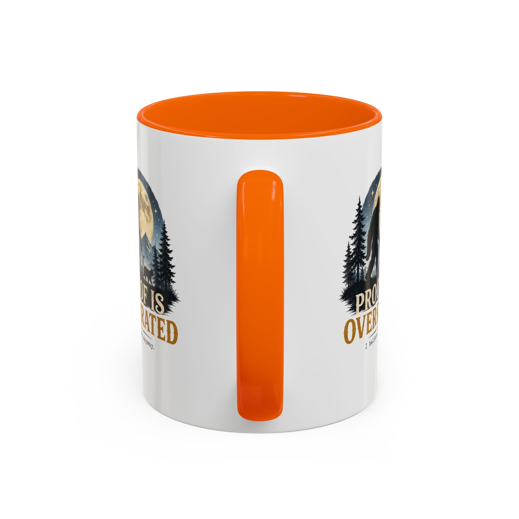 Proof Is Overrated Sasquatch & Black Cat Accent Mug