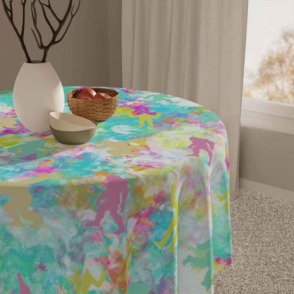 Hidden Bigfoot Psychedelic Watercolor Square Tablecloth