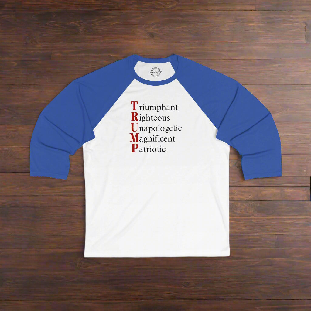 Patriotic Baseball Tee - Unisex 3/4 Sleeve with Pro-Trump Design Printify