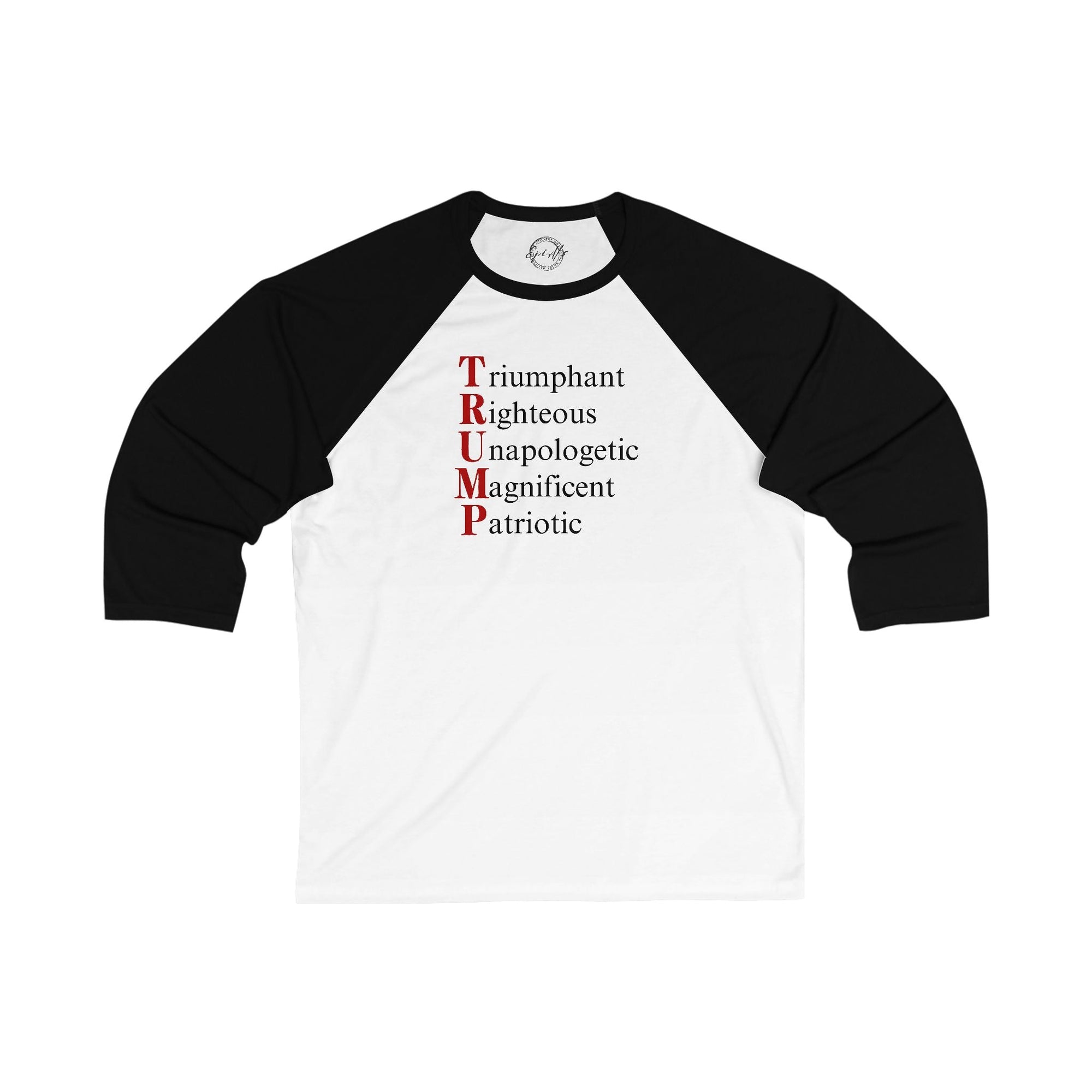 Patriotic Baseball Tee - Unisex 3/4 Sleeve with Pro-Trump Design Printify