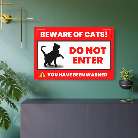 Beware of Cats Metal Art Sign – Fun Home Décor for Cat Lovers