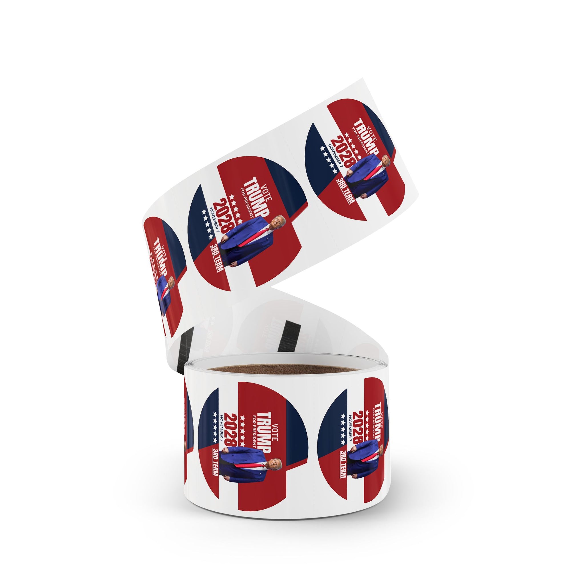 Vote Trump 2028 Round Sticker Rolls - Bold Political Campaign Labels