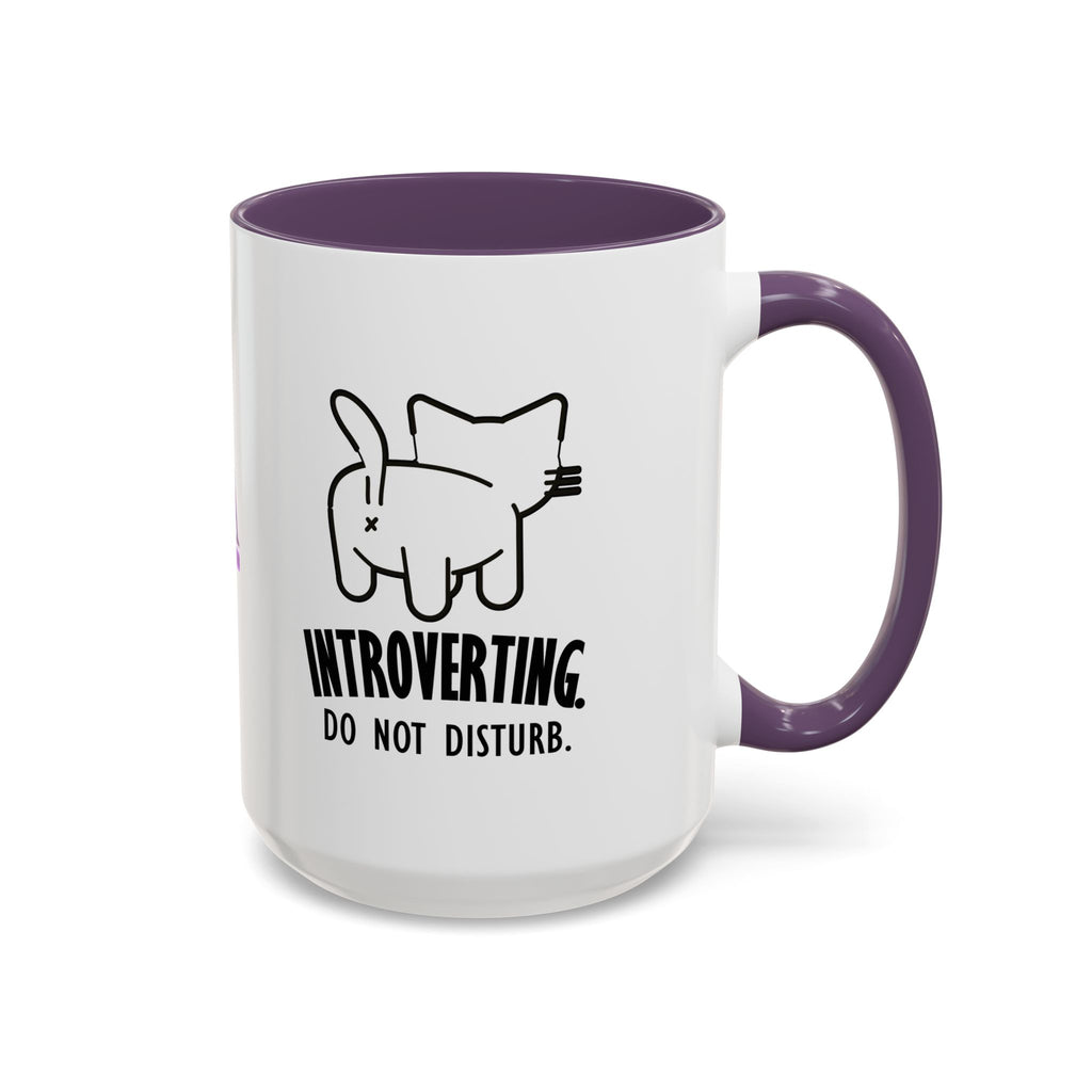 Introverting. Do Not Disturb. Two-Tone Cat Coffee Mug (11oz & 15oz)