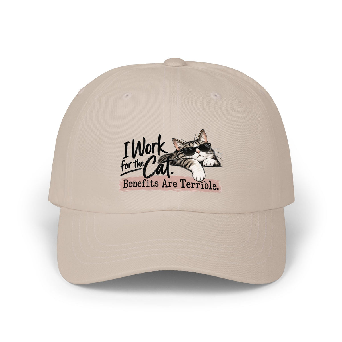 I Work for the Cat Benefits Are Terrible Dad Hat | Funny Cat Lover Cap