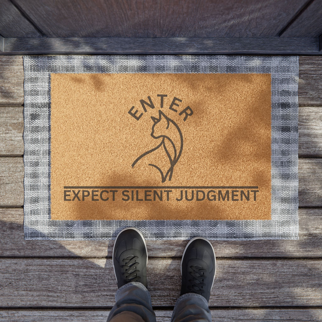 Enter. Expect Silent Judgment. Cat Welcome Mat