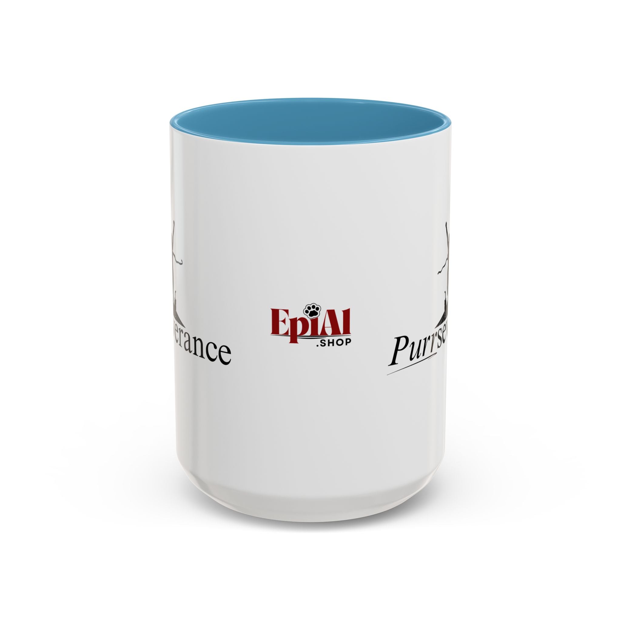 Photo depicting the ​Purrseverance Accent Coffee Mug (11, 15oz) from EpiAl's Shop.