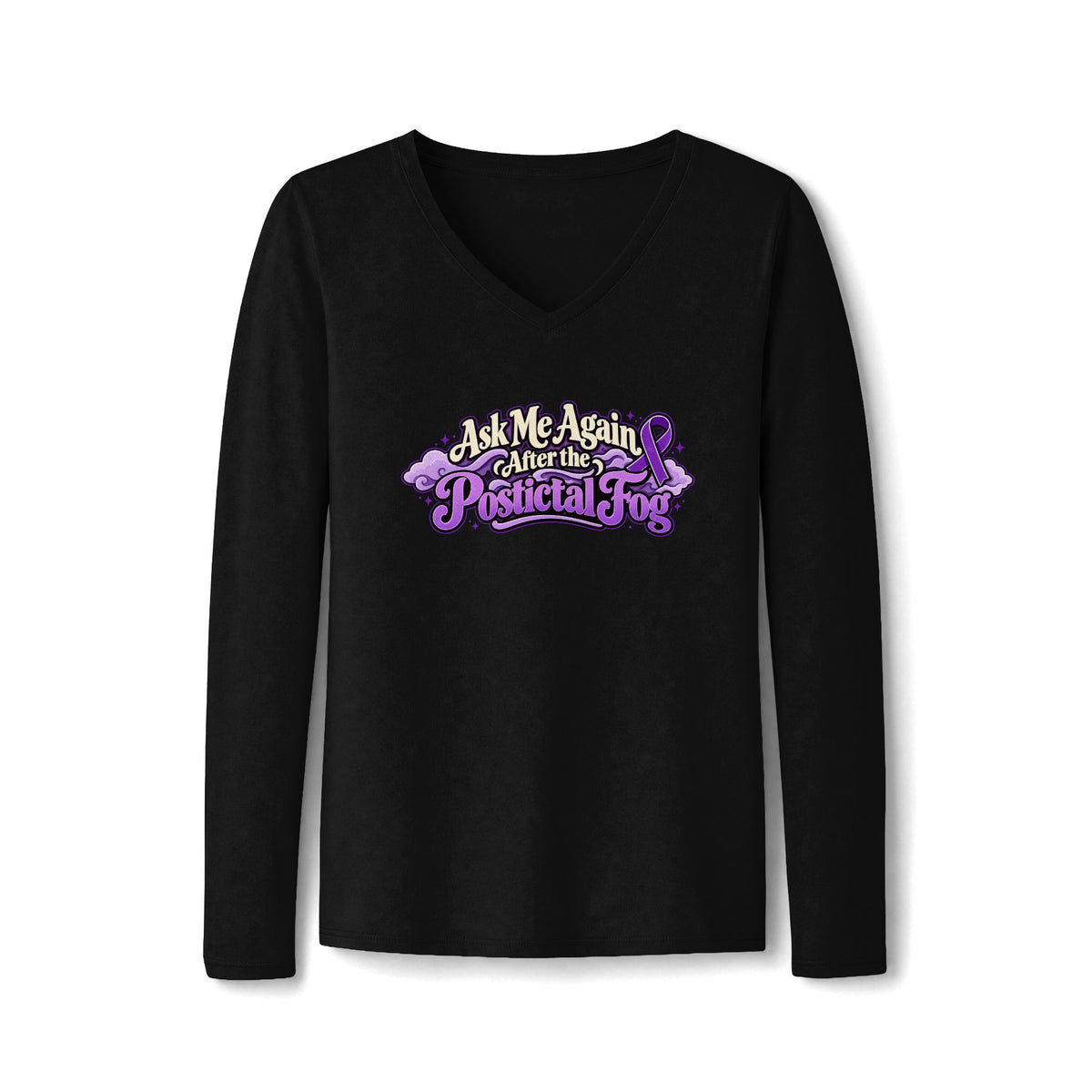 Ask Me Again After the Postictal Fog Women’s Long Sleeve V-Neck Epilepsy Awareness Shirt