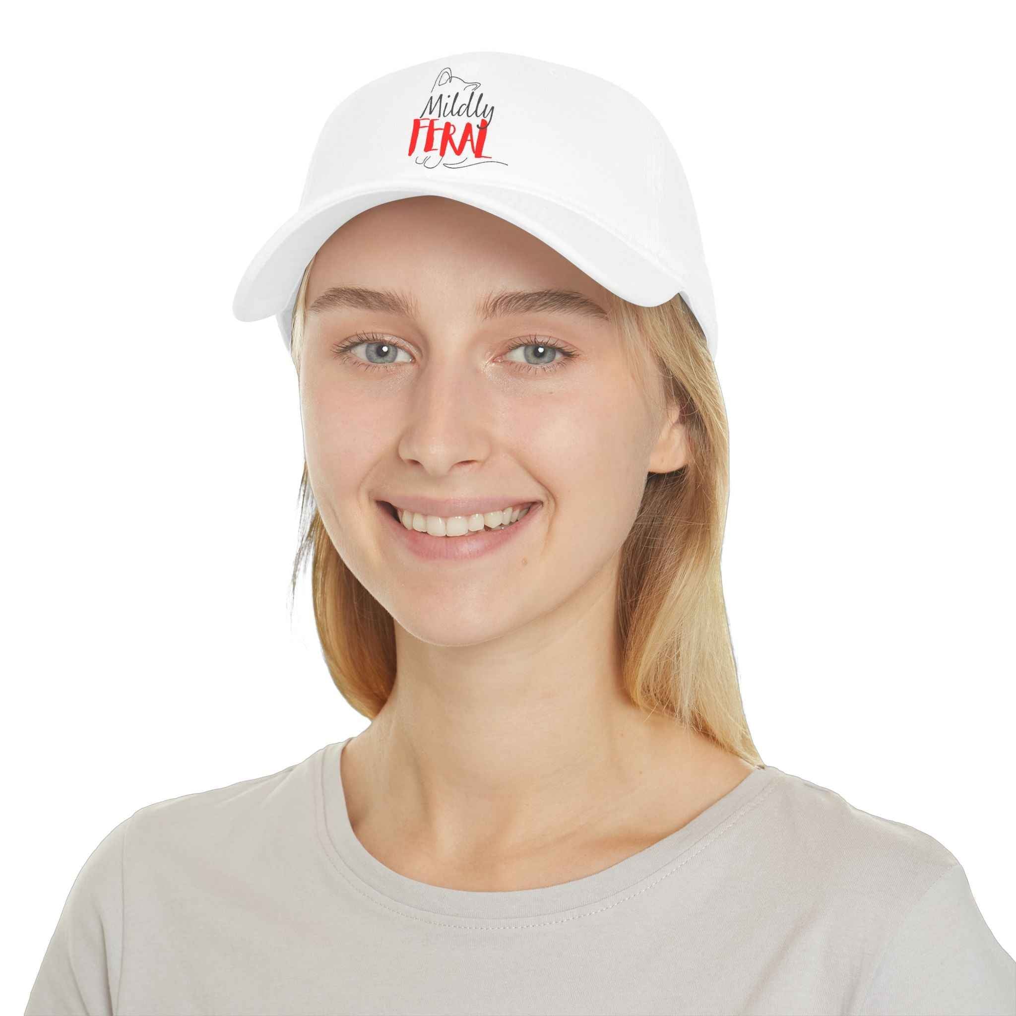 Mildly Feral Dad Hat – Embroidered Cat Cap with Adjustable Fit