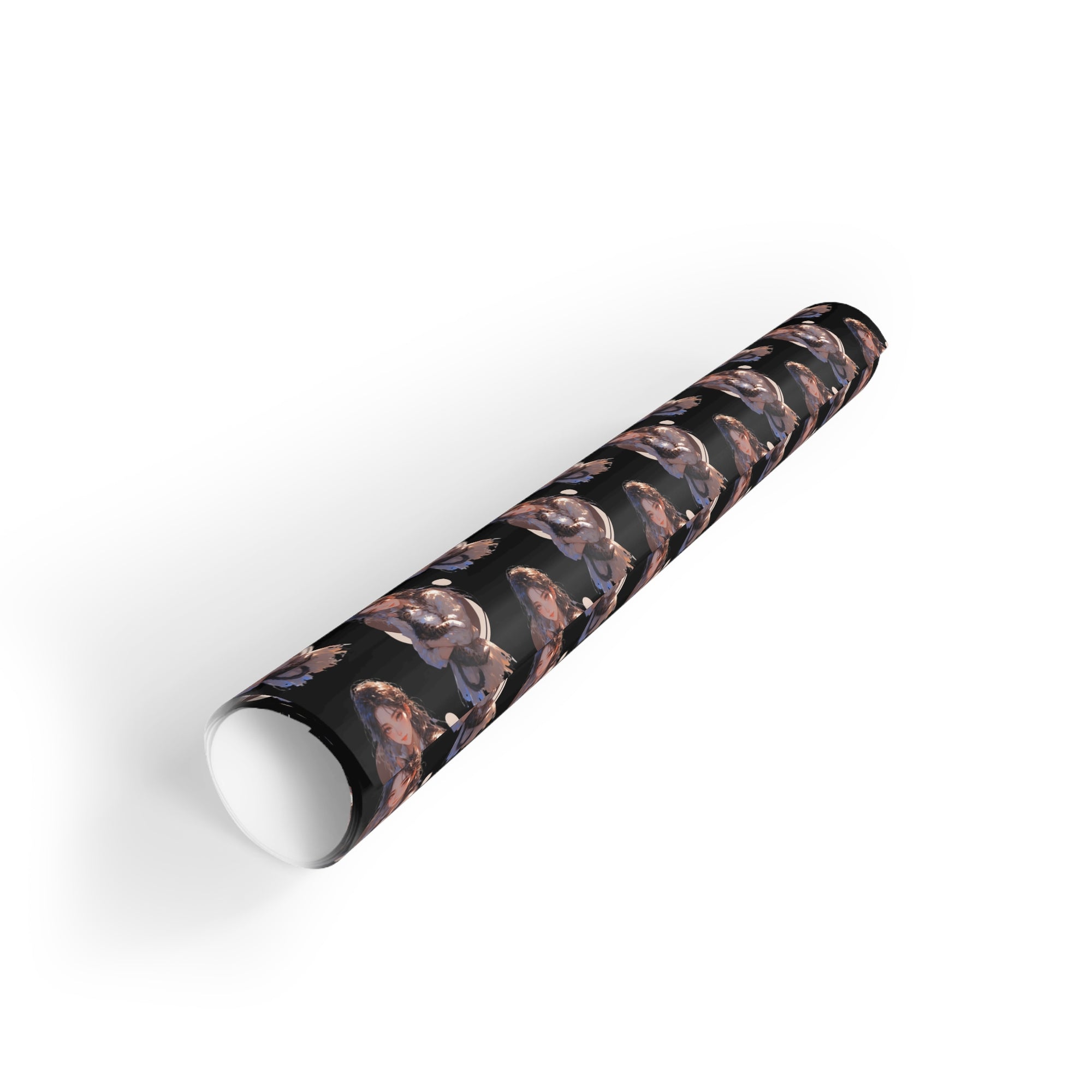 Chic Black Anime Cat Lady Gift Wrapping Paper Roll