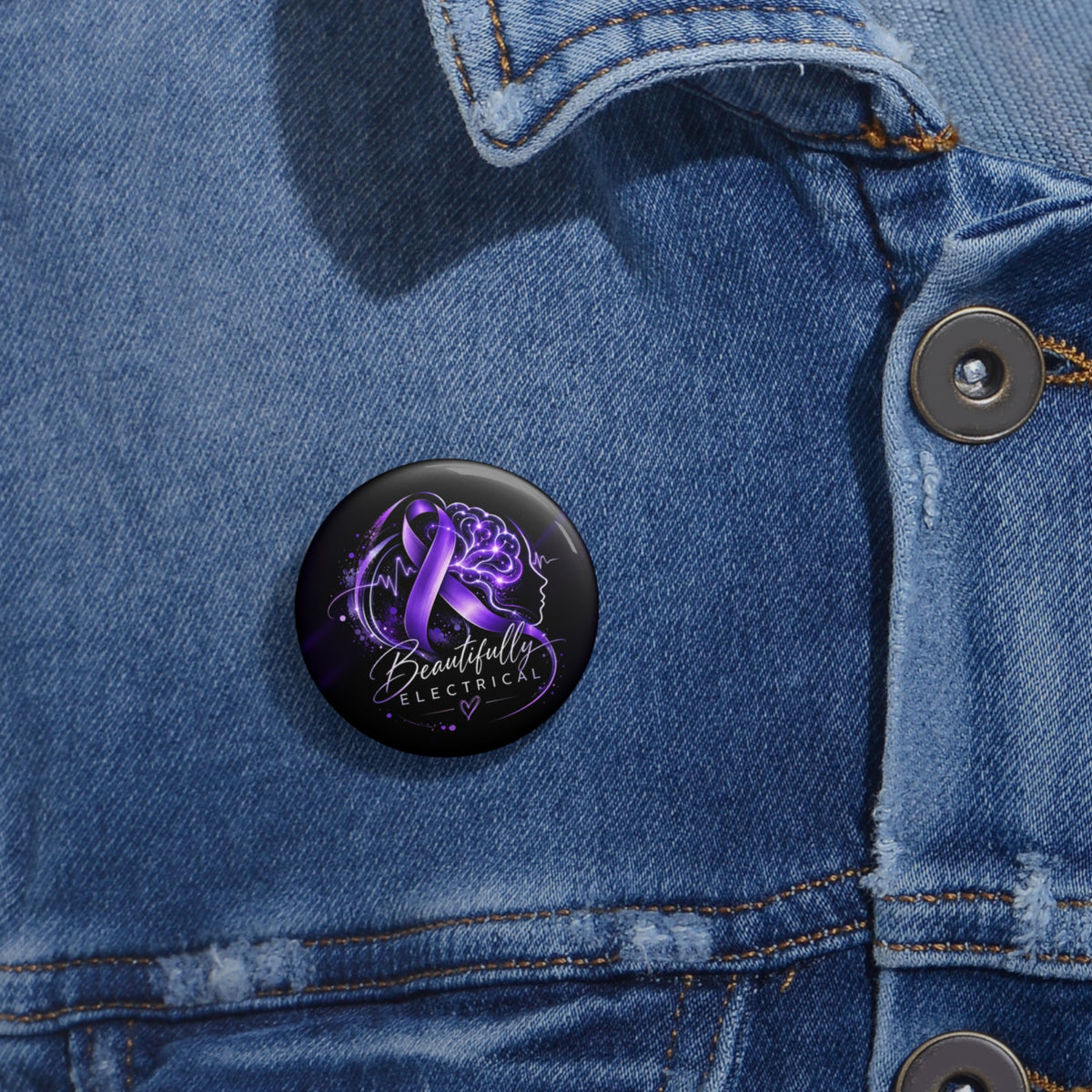 Beautifully Electrical Epilepsy Awareness Pinback Button