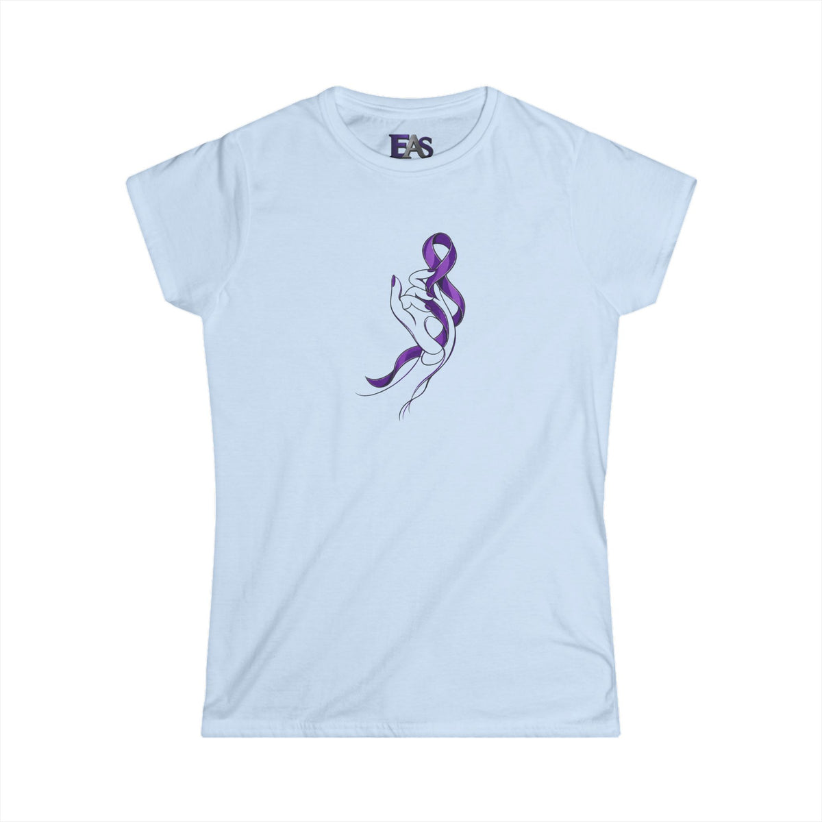 Quiet Strength Women's Epilepsy Awareness T-Shirt | Purple Ribbon Hand Art