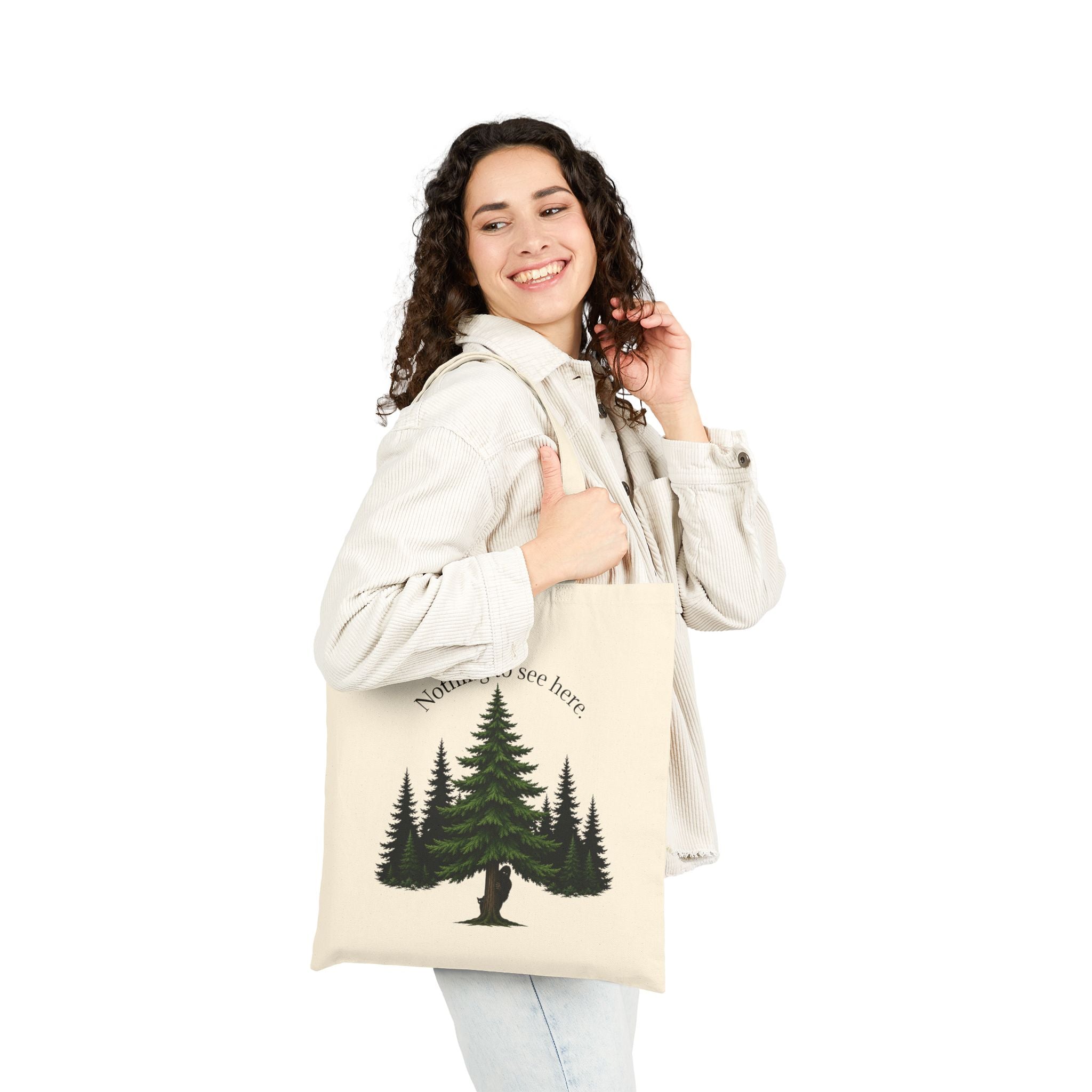 Nothing to See Here Bigfoot & Cat Canvas Tote Bag