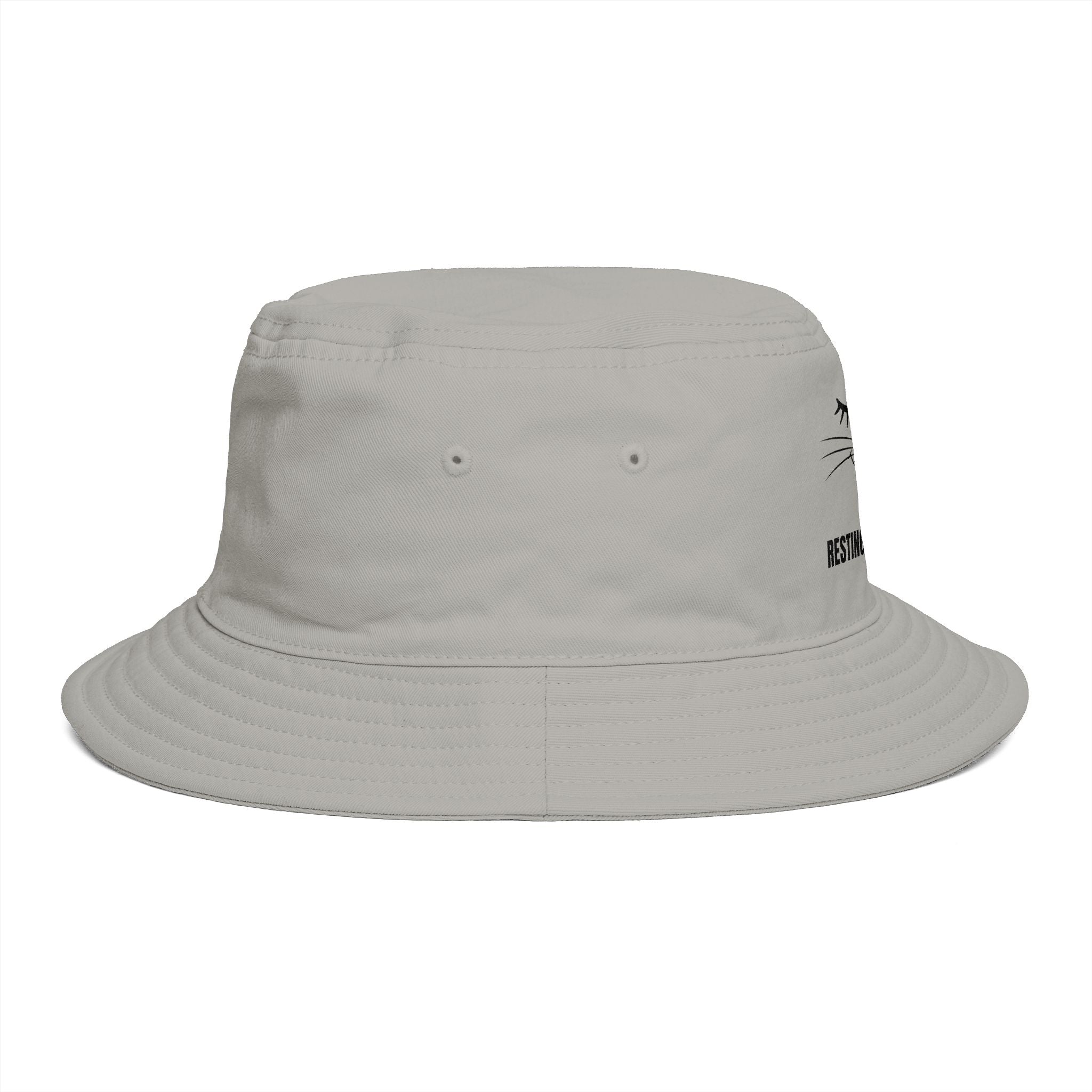 Resting Purr Face Embroidered Cat Bucket Hat