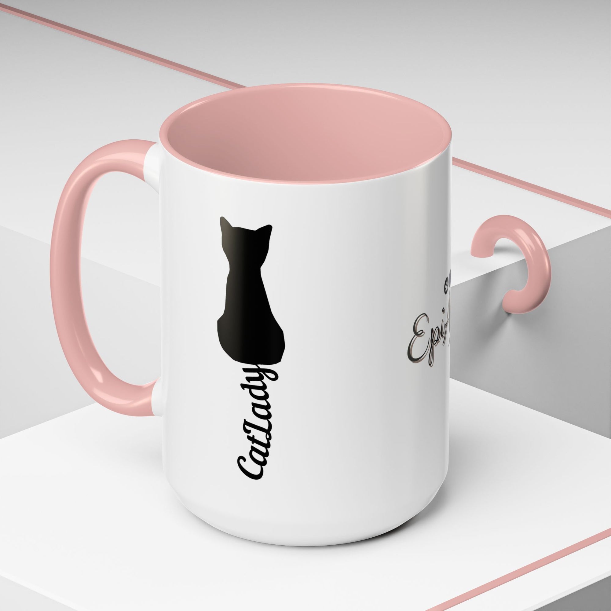 Cursive Tail Cat Lady Coffee Mug, Gift for Cat Lovers
