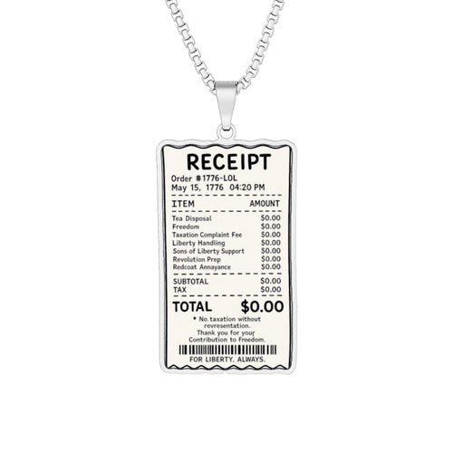 1776 Receipt Necklace | Revolutionary Tea Disposal Pendant