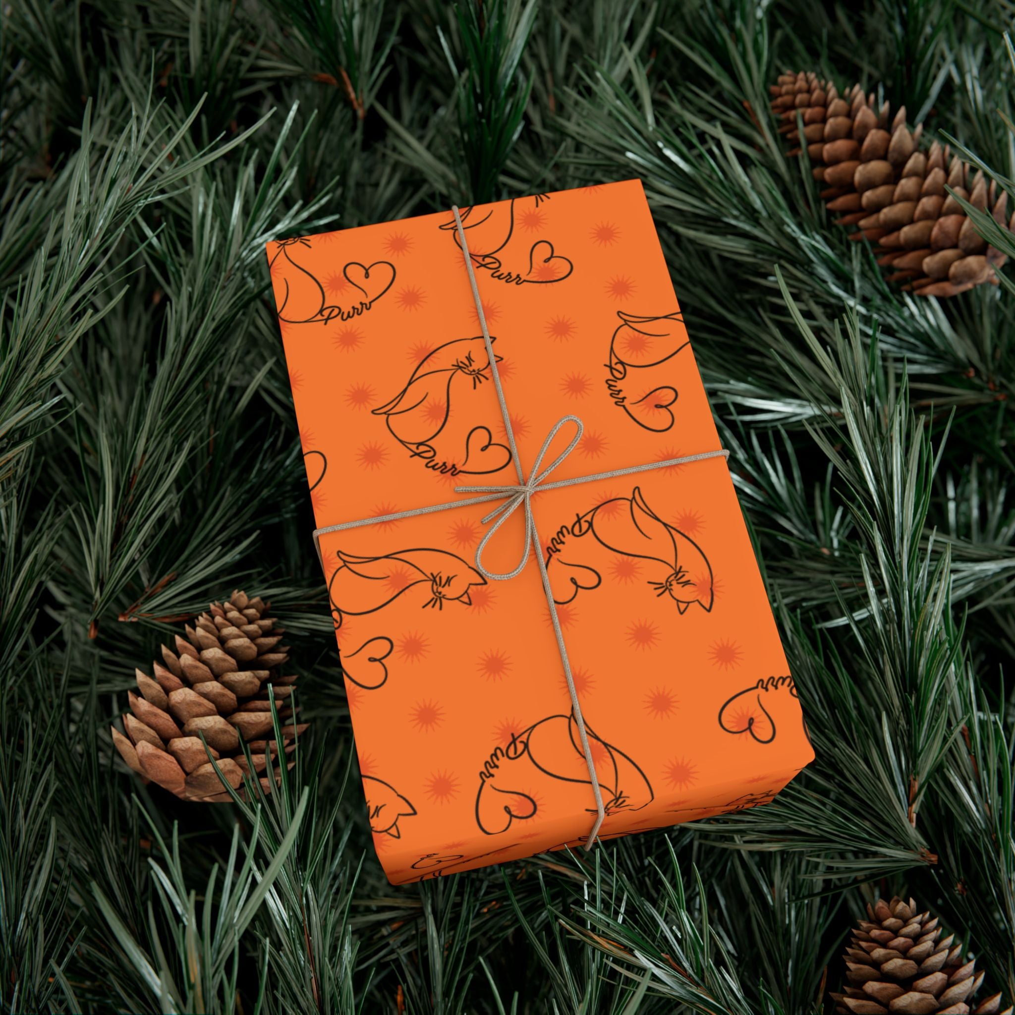 Purr Pattern All-Occasion Gift Wrap – Cat Line Art Wrapping Paper