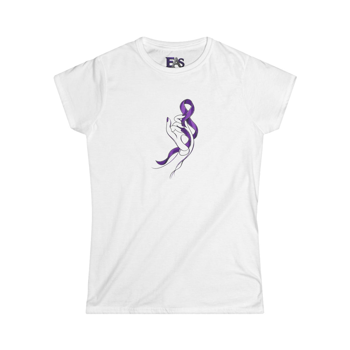 Quiet Strength Women's Epilepsy Awareness T-Shirt | Purple Ribbon Hand Art