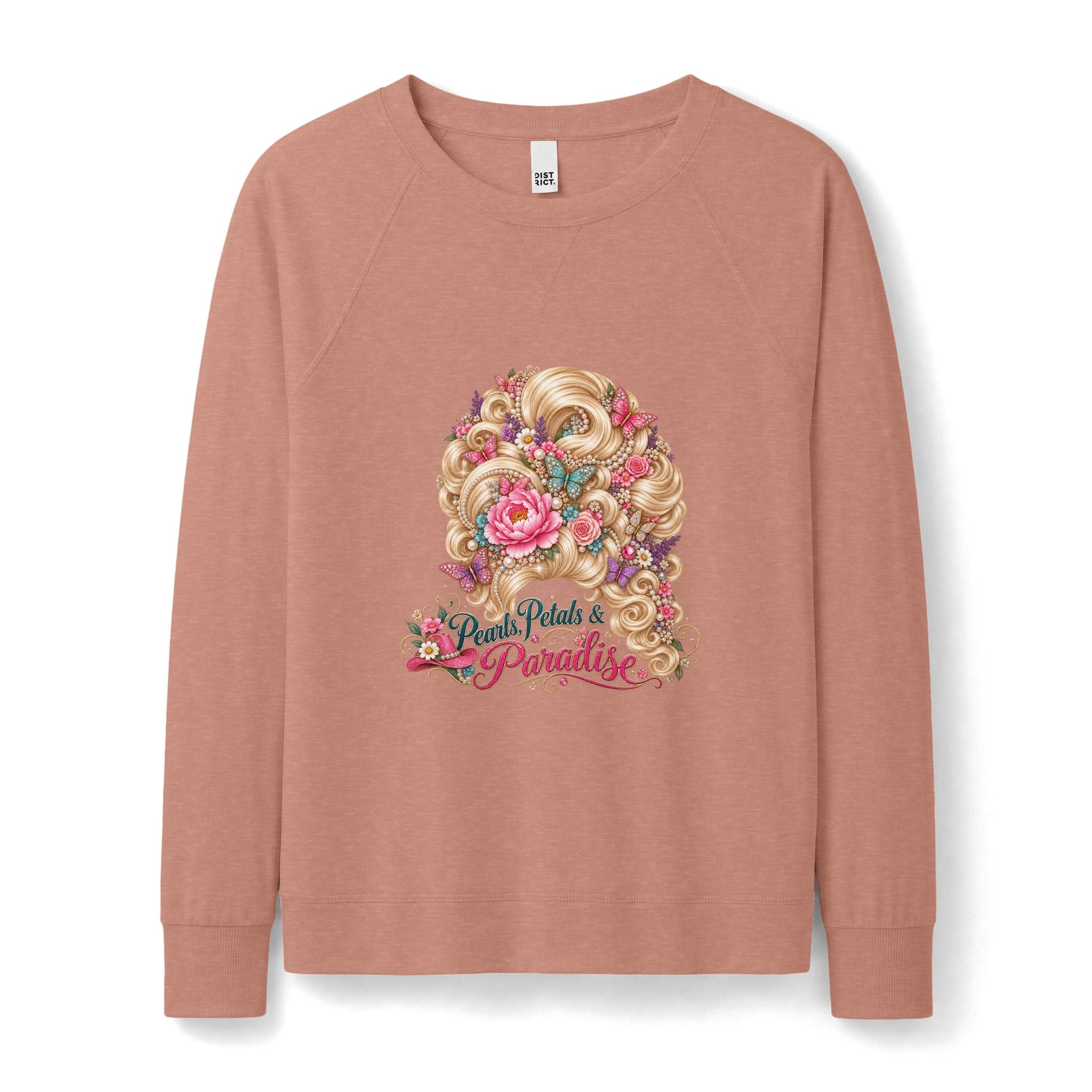 Pearls, Petals & Paradise Lightweight Crewneck Sweatshirt | Country Glam Floral Bouffant Pullover