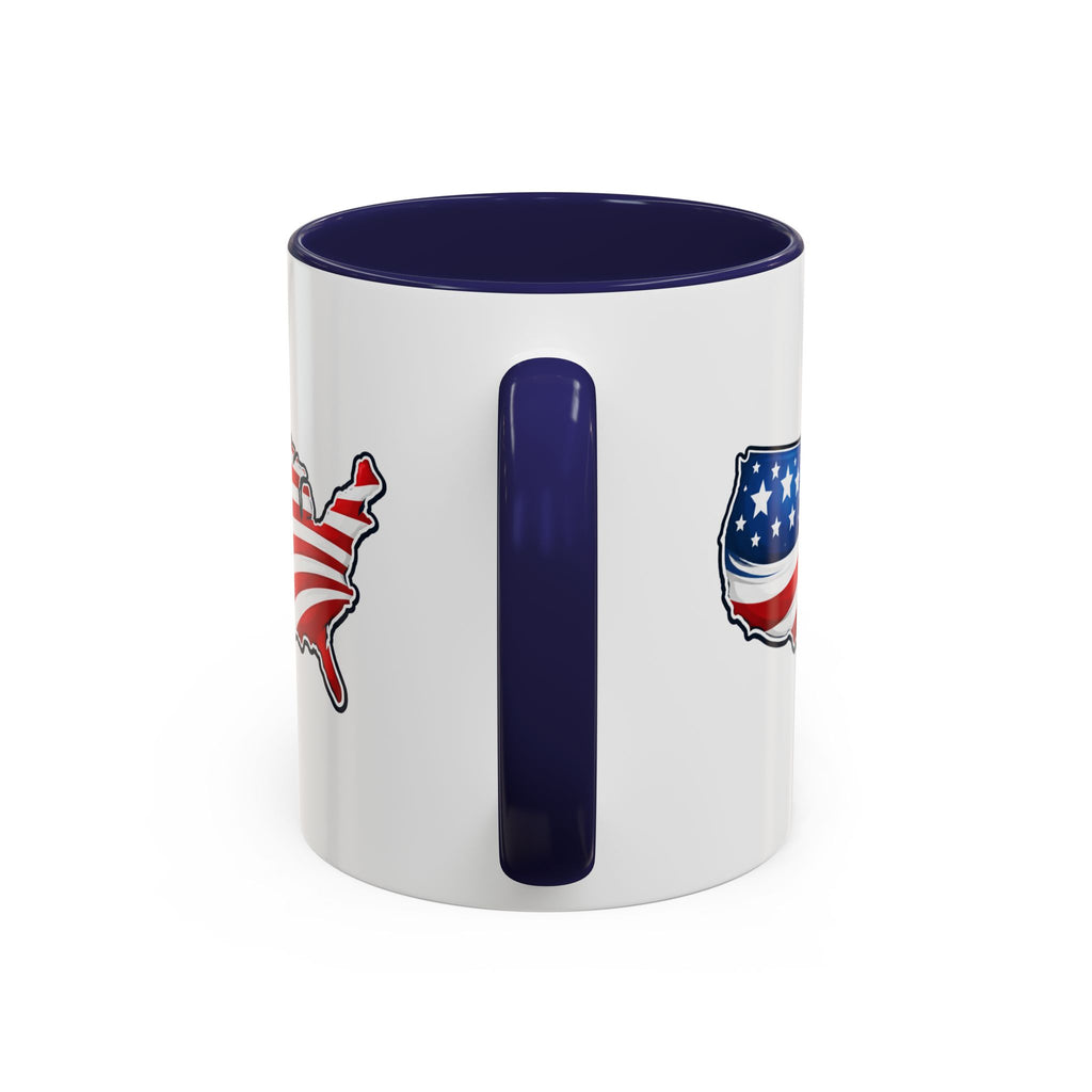 USA Map Patriotic Coffee Mug | Red Handle & Interior