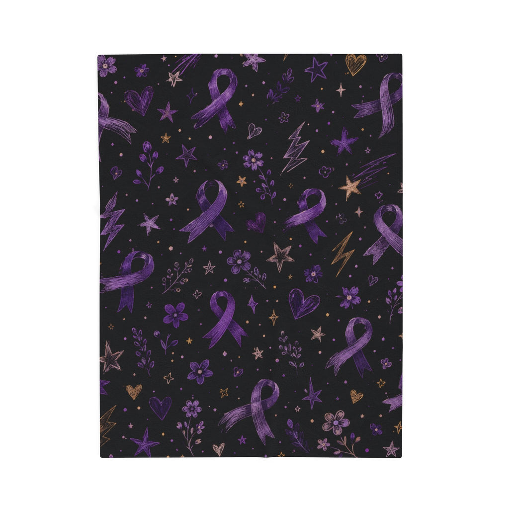 Purple Epilepsy Awareness Ribbon Velveteen Plush Blanket