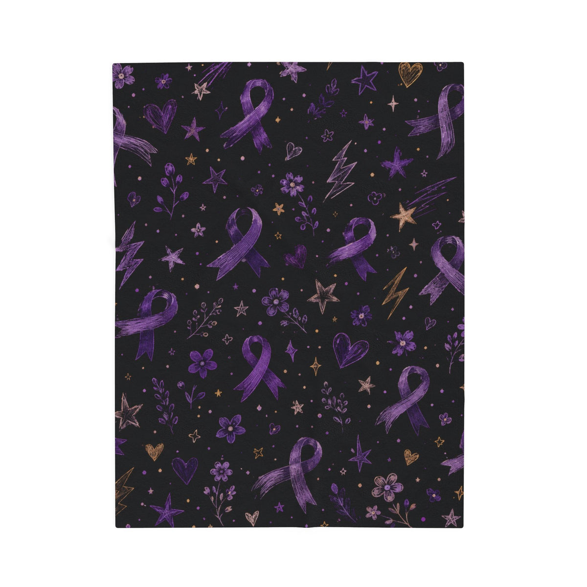 Purple Epilepsy Awareness Ribbon Velveteen Plush Blanket