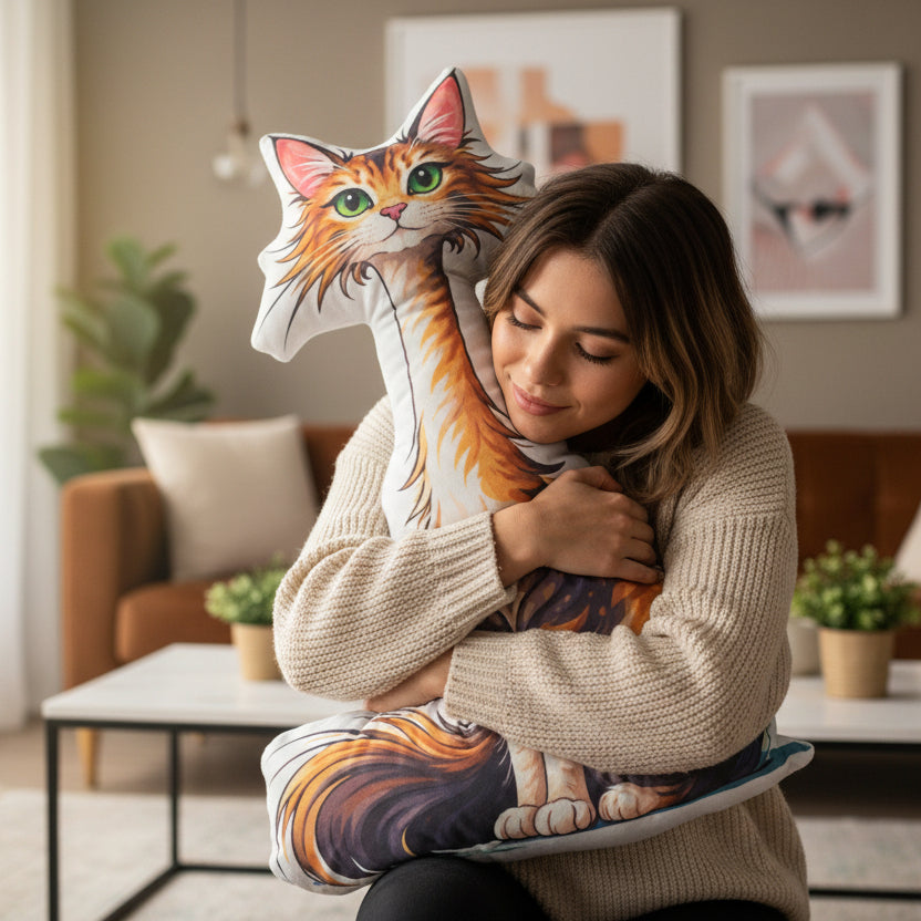 Long Cat Energy Shaped Pillow – Extra Huggable, Mildly Judgmental