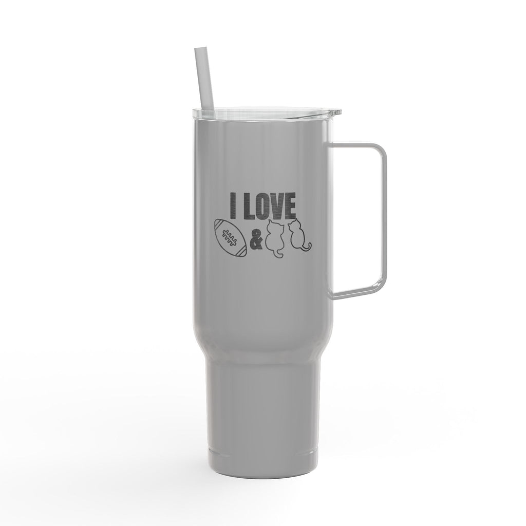 Love Football & Cats Engraved Insulated Travel Tumbler