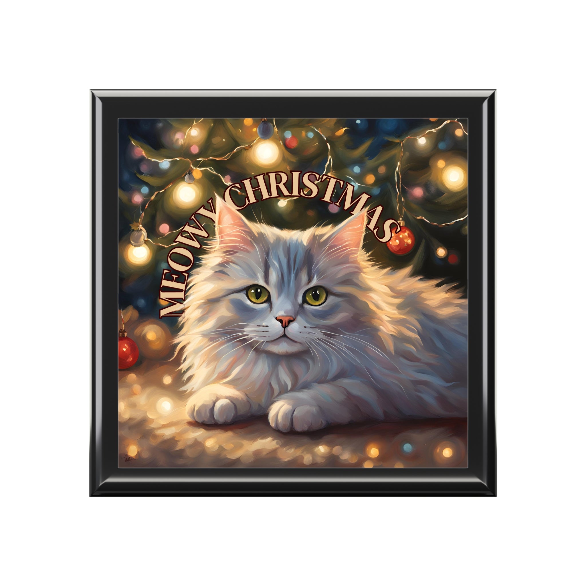 Photo depicting the ​Fluffy Meowy Christmas Jewelry Box from EpiAl's Shop.