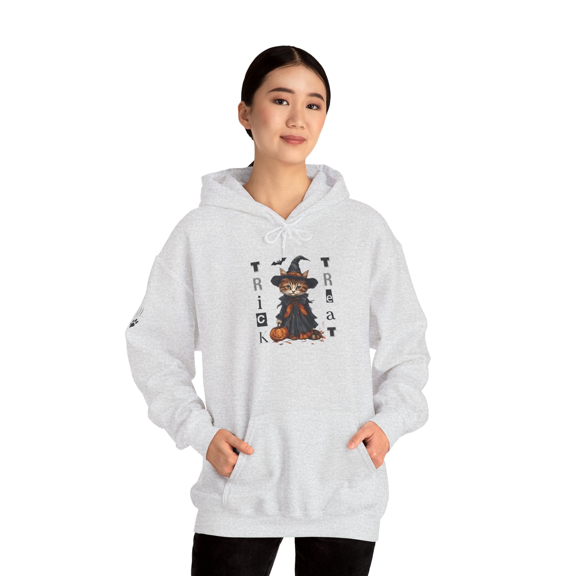 Cozy Halloween Witchy Cat Hoodie