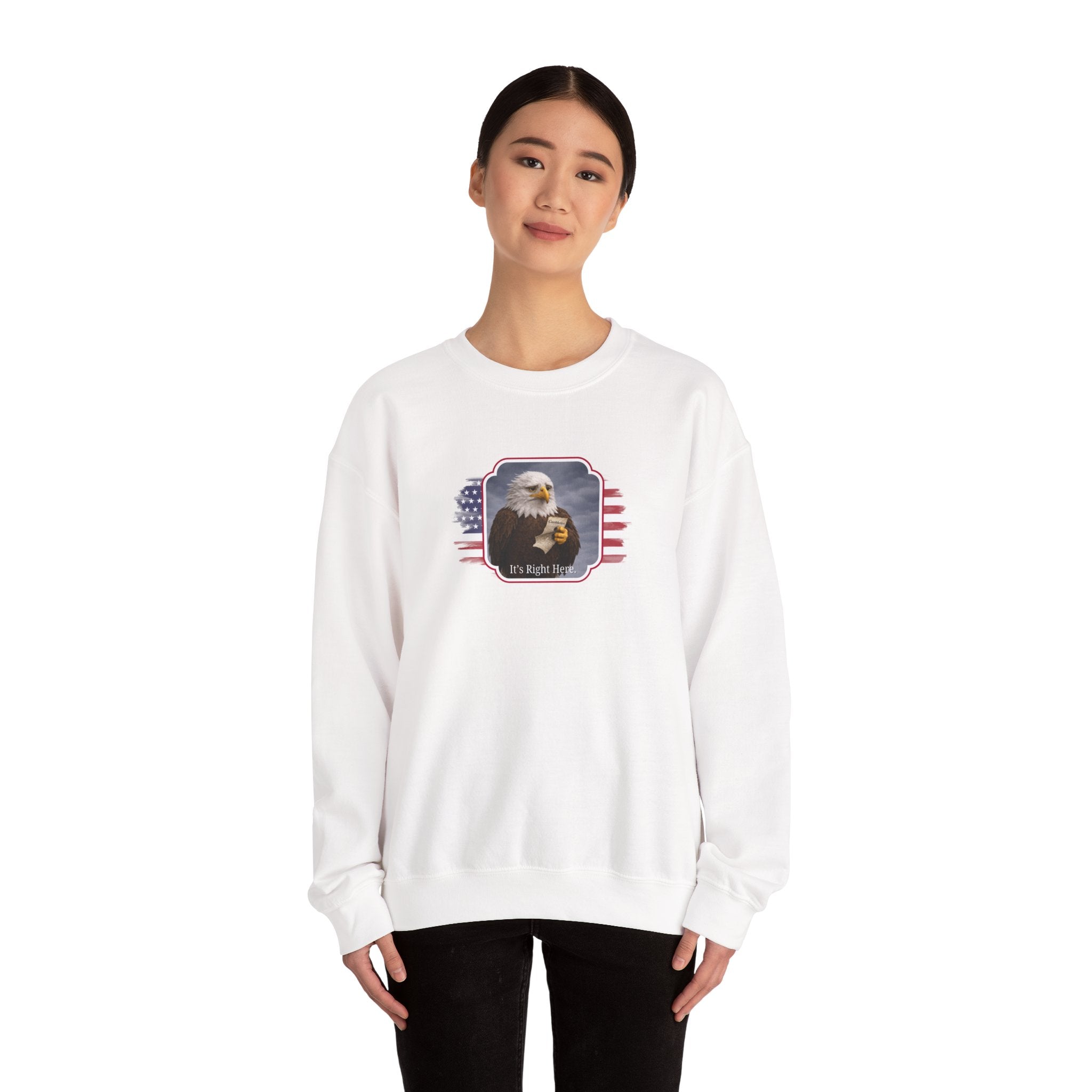 “It’s Right Here” Political Parody Crewneck Sweatshirt