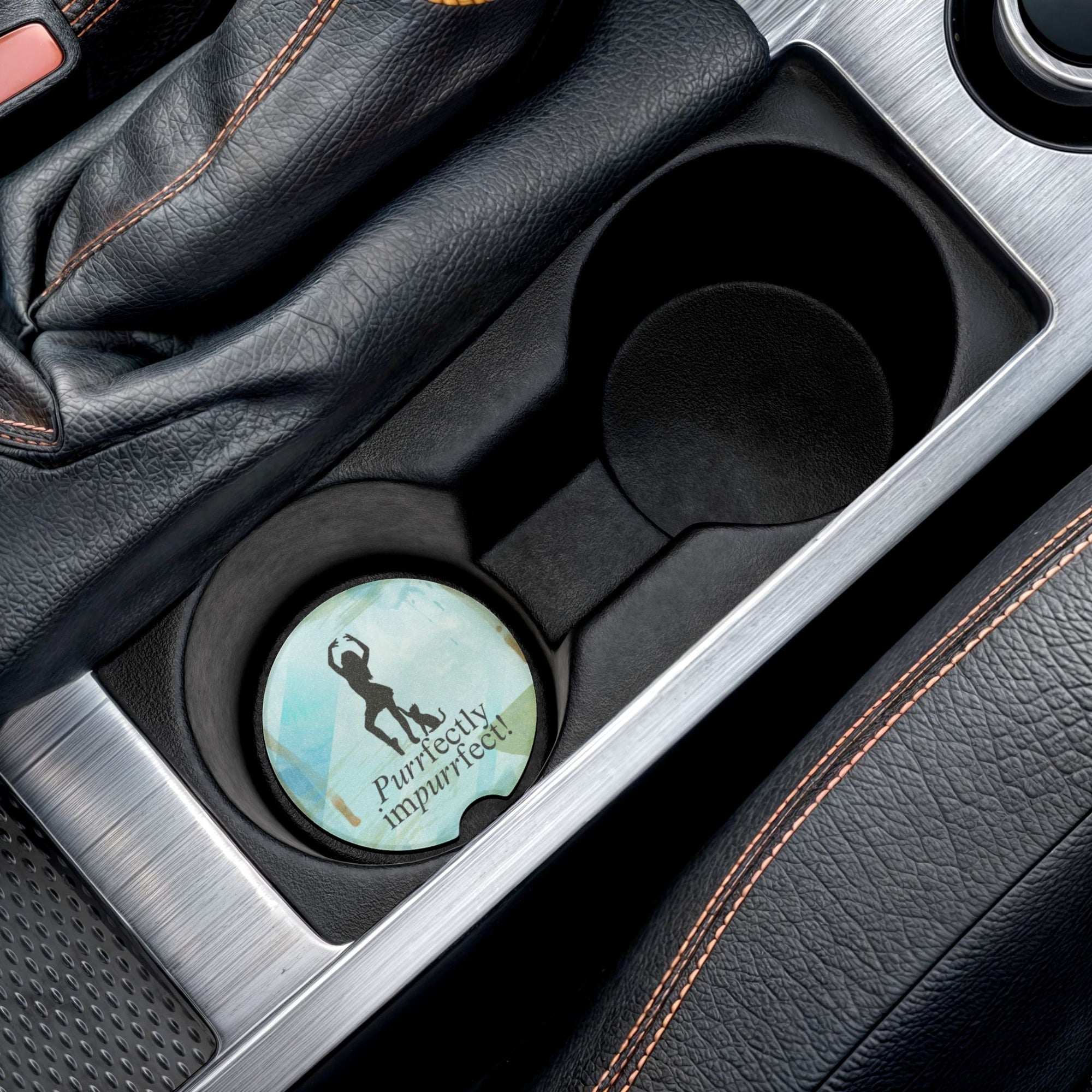 Purrfectly Impurrfect Soapstone Car Coaster