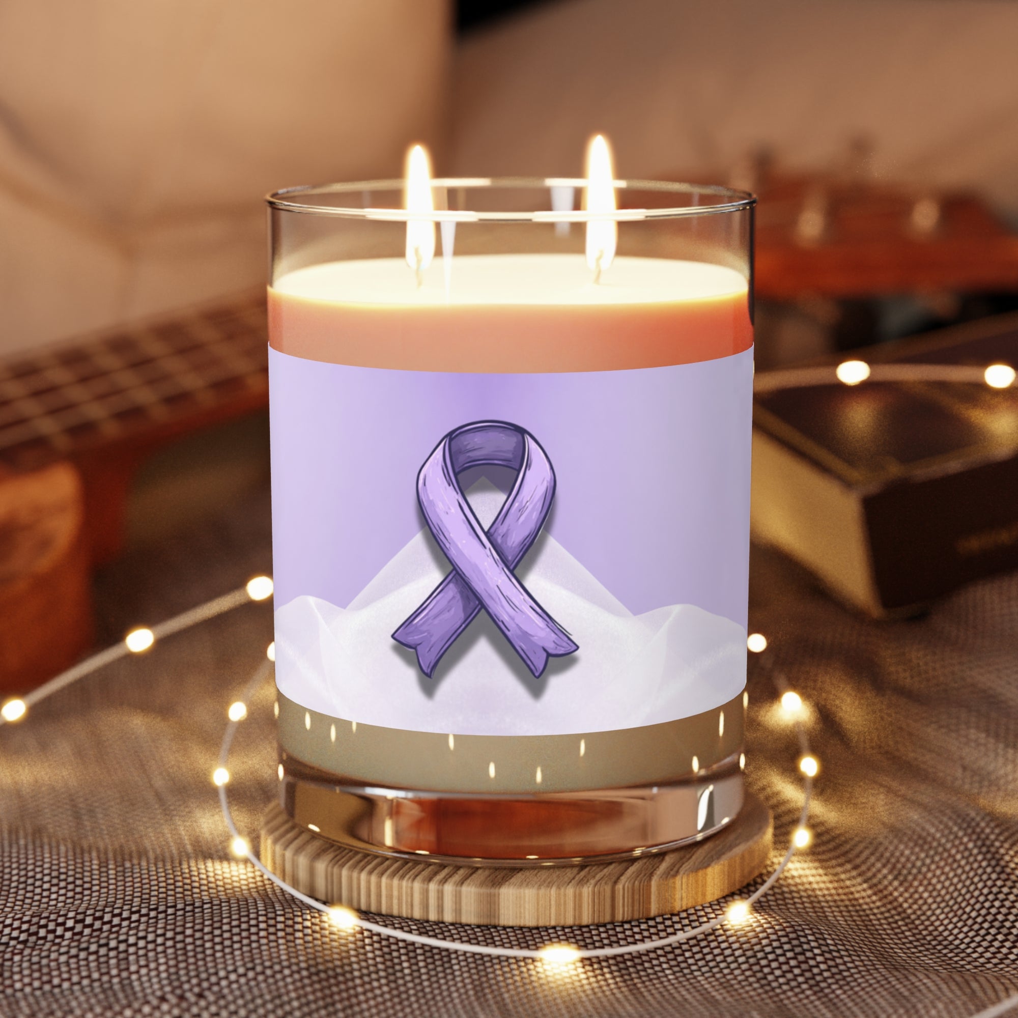 Sketchy Purple Ribbon Scented Candle, Gift for Epilepsy Warriors